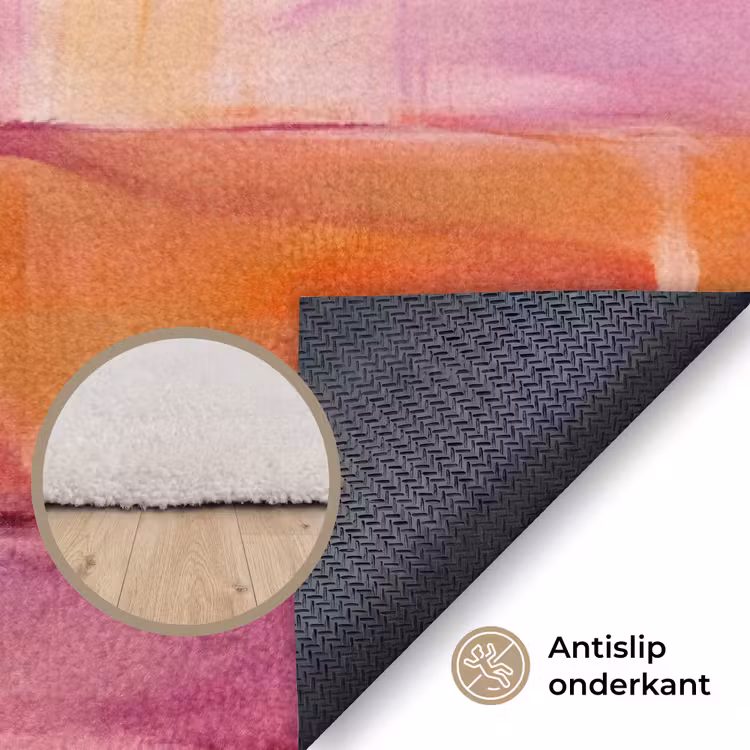 Vloerkleed - Abstract - Borstelstreken - Kunst - Paars - Goud — 4