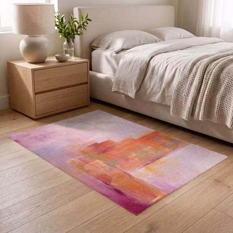 Vloerkleed - Abstract - Borstelstreken - Kunst - Paars - Goud — 5