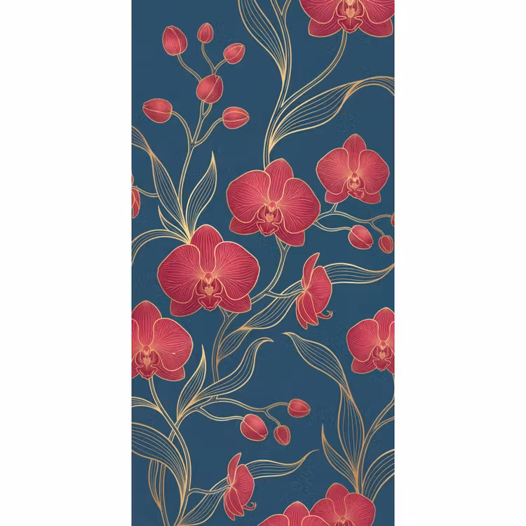 Behang - Bloemen - Rood - Goud — 2