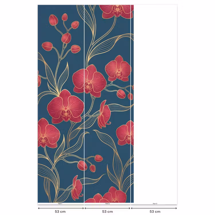 Behang - Bloemen - Rood - Goud — 6