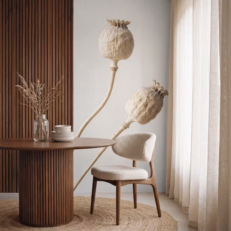 Behang - Papaverbollen - Droogbloemen - Minimalistisch - Beige - Rustig — 4