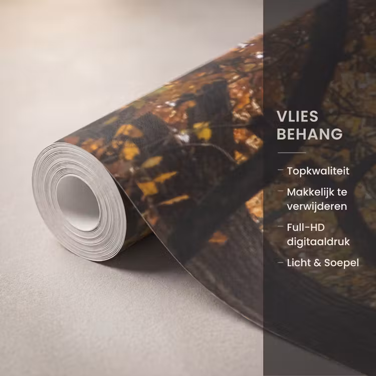 Behang - Bospad - Herfstbos - Bladeren - Oranje - Nostalgisch — 3