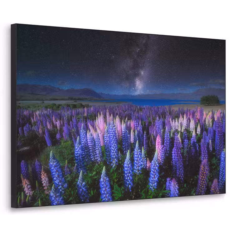 Art Frame - Bloemen - Nacht - Lupine - Sterrenhemel - Paars - Natuur — 1