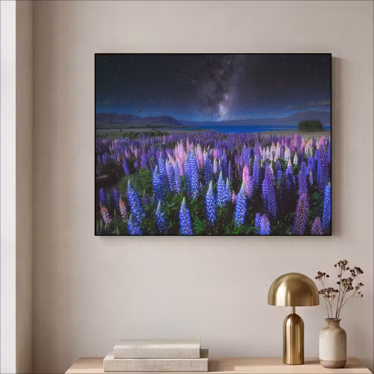 Art Frame - Bloemen - Nacht - Lupine - Sterrenhemel - Paars - Natuur — 5
