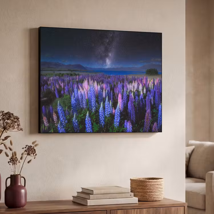 Art Frame - Bloemen - Nacht - Lupine - Sterrenhemel - Paars - Natuur — 7