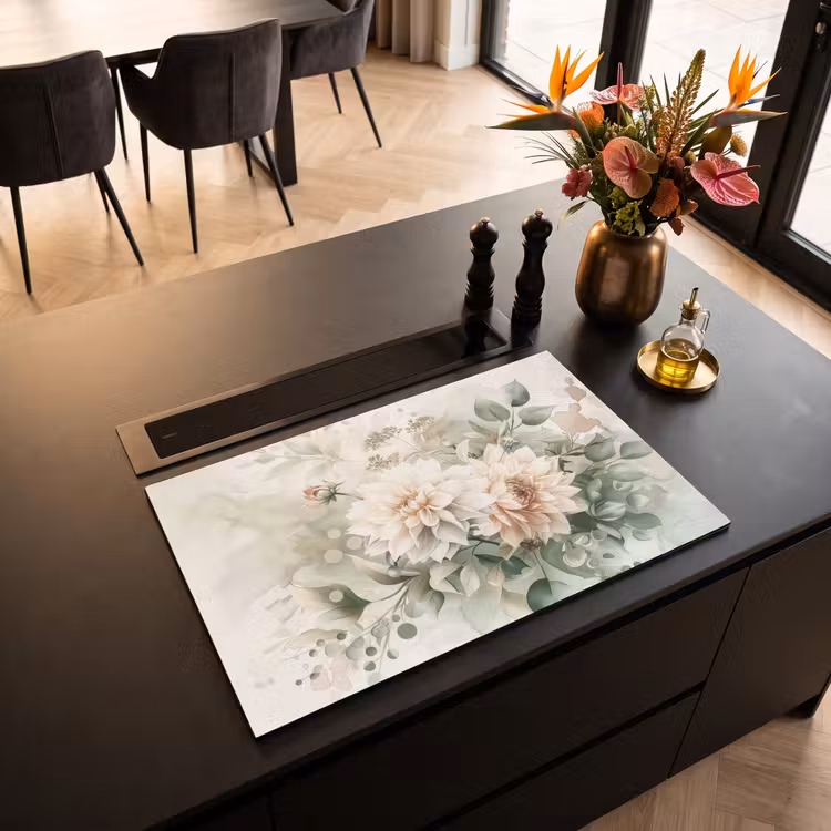 Inductie beschermer - Aquarel Dahlia’s in Dromenland — 5