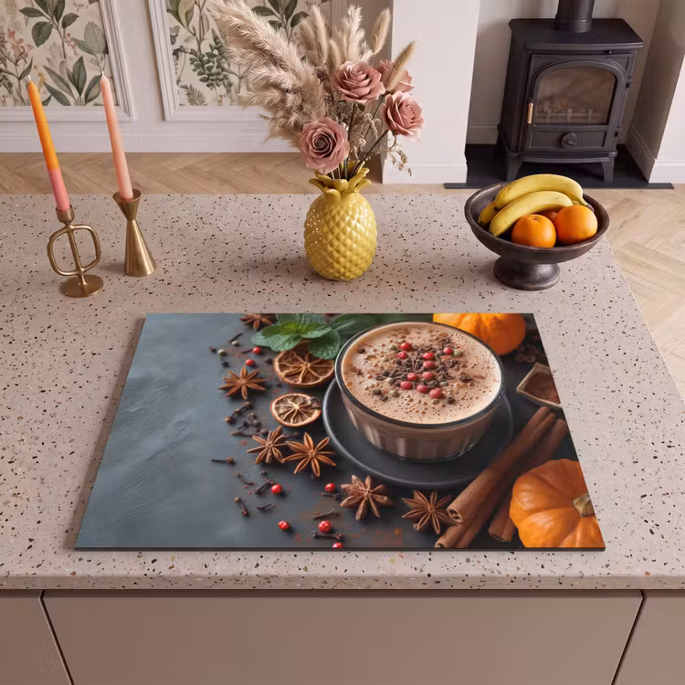 Inductie beschermer - Herfstige Specerijen Latte — 2