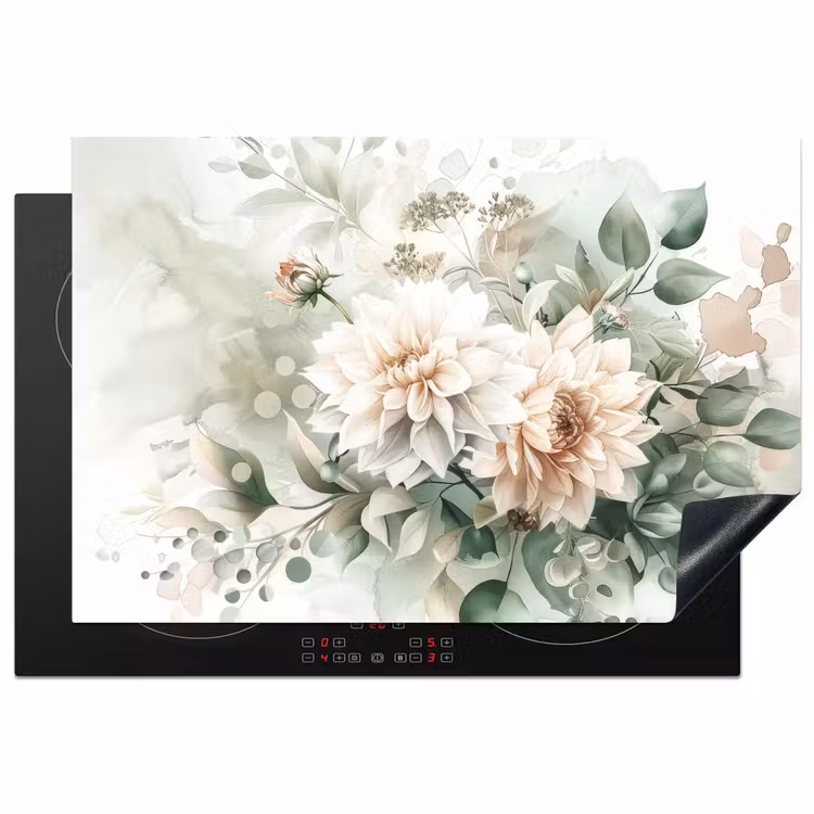 Inductie beschermer - Aquarel Dahlia’s in Dromenland — 1