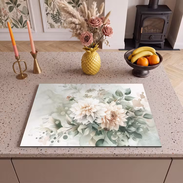 Inductie beschermer - Aquarel Dahlia’s in Dromenland — 2
