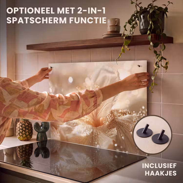 Inductie beschermer - Bloem - Wit - Glitter - Goud - Modern — 10