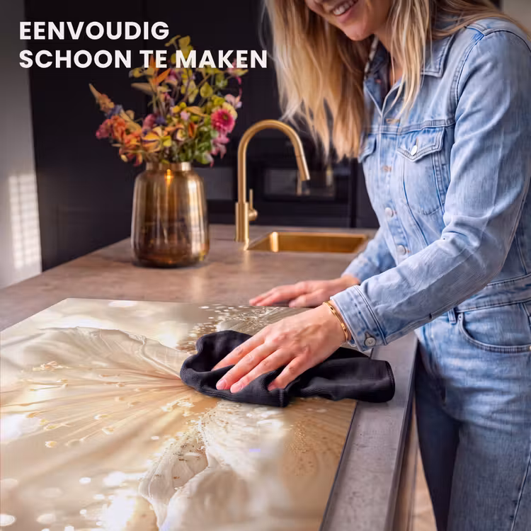 Inductie beschermer - Bloem - Wit - Glitter - Goud - Modern — 6