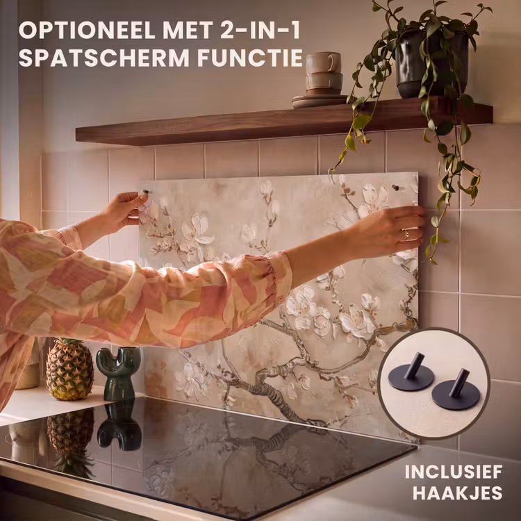 Inductie beschermer - Bloemen - Modern - Beige - Wit - Bloesem — 10