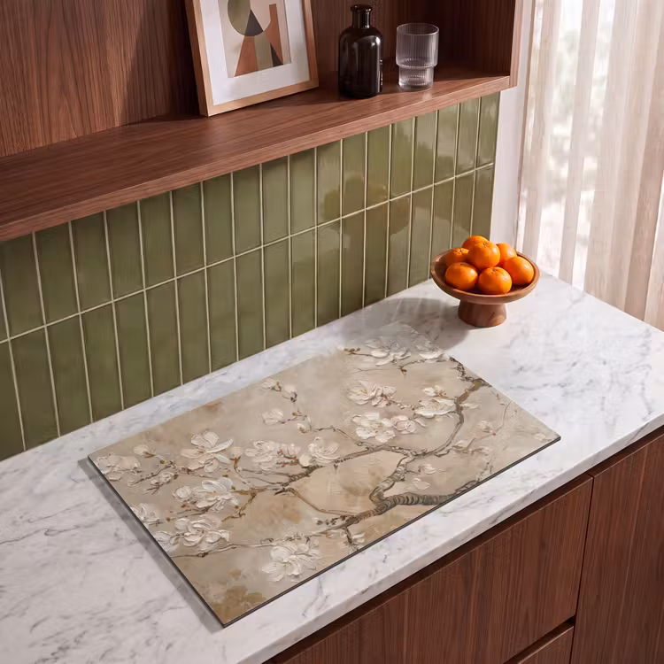 Inductie beschermer - Bloemen - Modern - Beige - Wit - Bloesem — 8