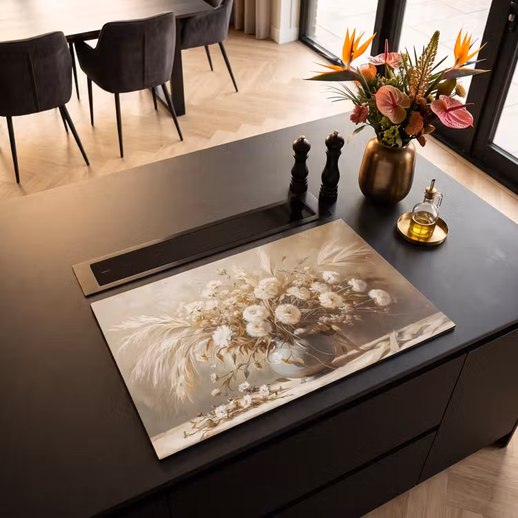Inductie beschermer - Bloemen - Vaas - Stilleven - Beige — 5
