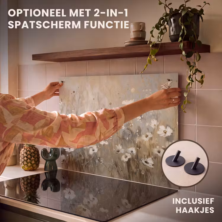 Inductie beschermer - Bloemen - Wit - Natuur - Grijs - Modern — 10