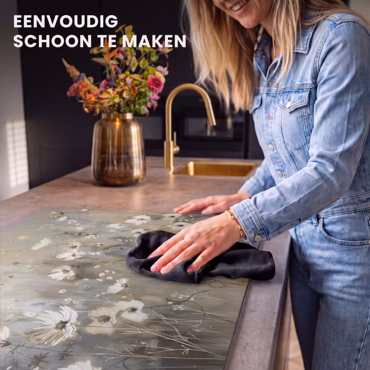 Inductie beschermer - Bloemen - Wit - Natuur - Grijs - Modern — 6