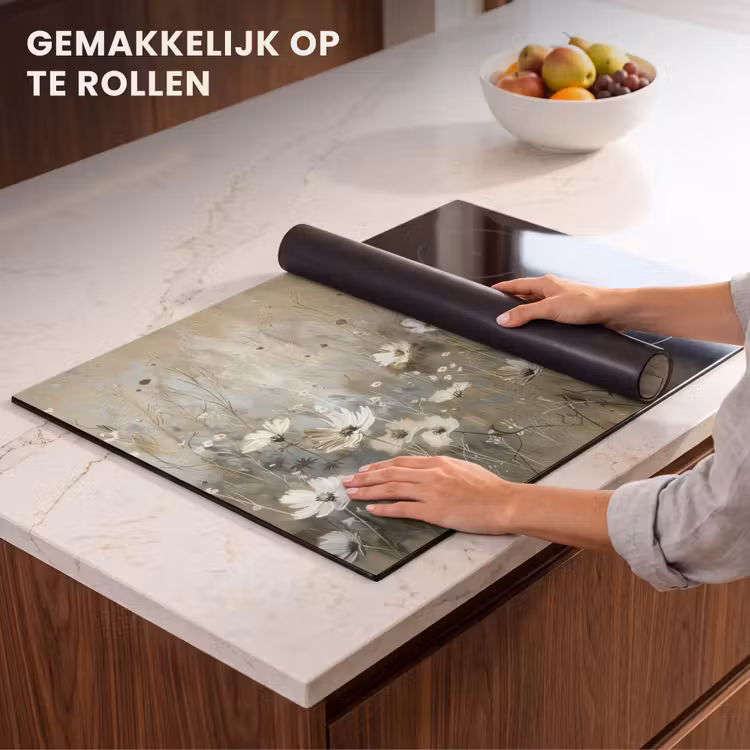 Inductie beschermer - Bloemen - Wit - Natuur - Grijs - Modern — 7