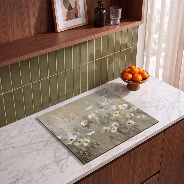 Inductie beschermer - Bloemen - Wit - Natuur - Grijs - Modern — 8