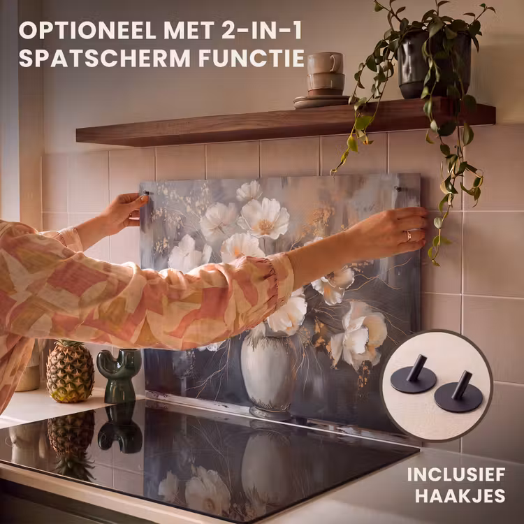 Inductie beschermer - Bloemen - Wit - Vaas - Modern — 10