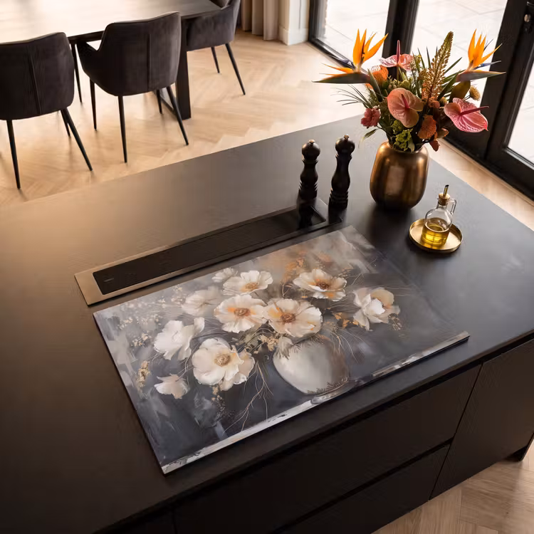 Inductie beschermer - Bloemen - Wit - Vaas - Modern — 5