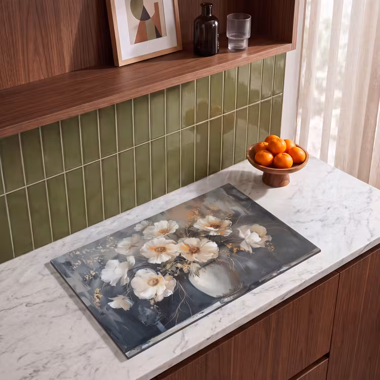 Inductie beschermer - Bloemen - Wit - Vaas - Modern — 8