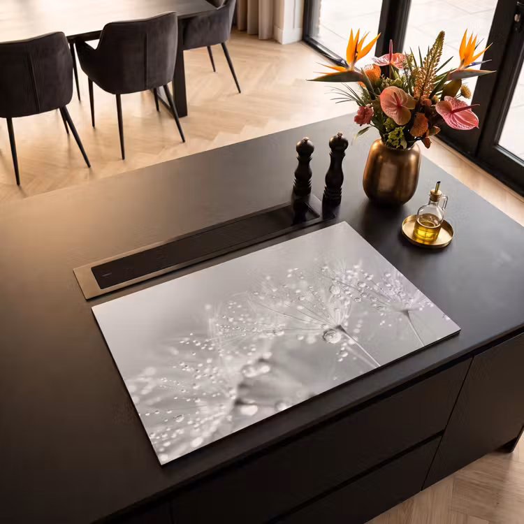Inductie beschermer - Paardenbloem - Waterdruppels - Stilleven - Modern — 5