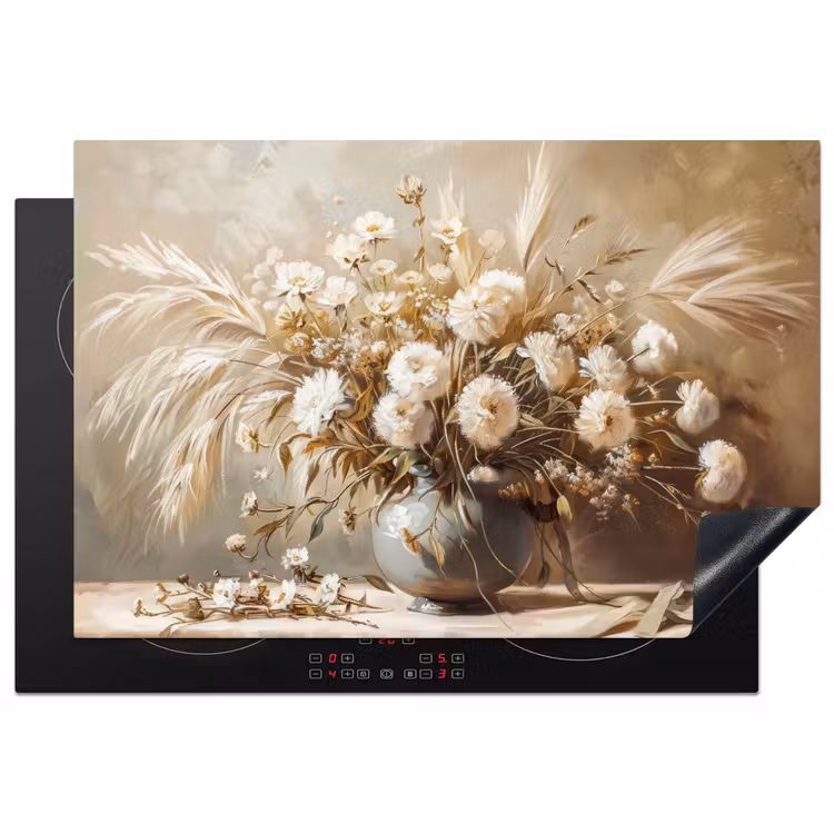 Inductie beschermer - Bloemen - Vaas - Stilleven - Beige — 1
