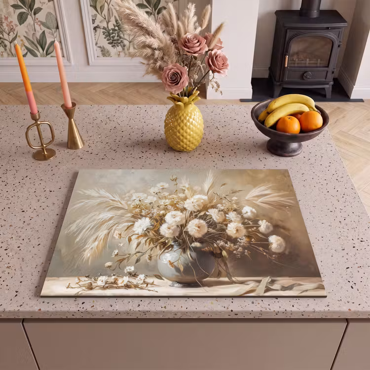 Inductie beschermer - Bloemen - Vaas - Stilleven - Beige — 2