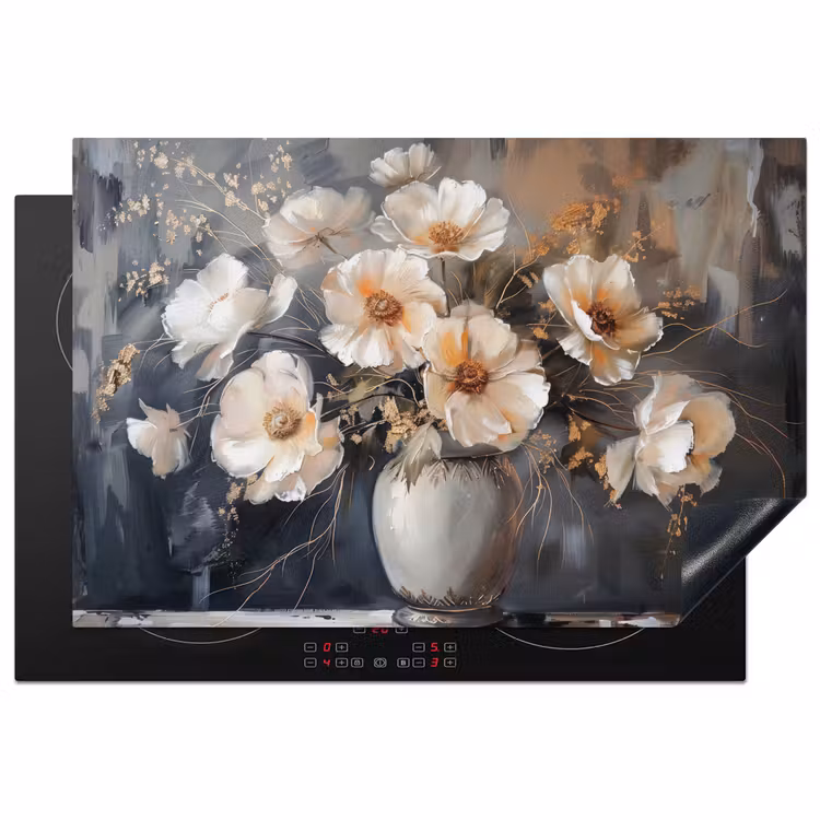 Inductie beschermer - Bloemen - Wit - Vaas - Modern — 1