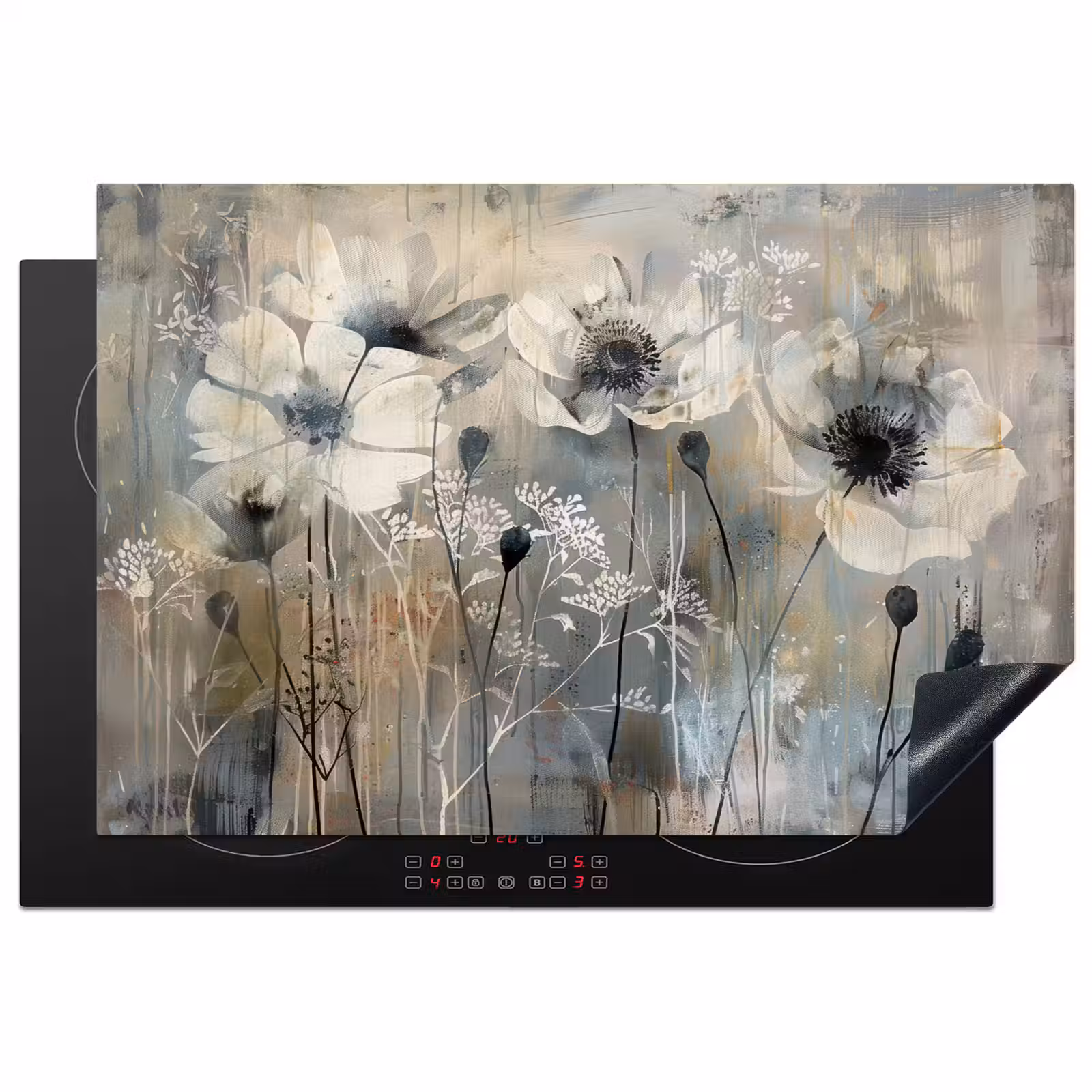 Inductie beschermer - Bloemen - Planten - Grijs - Abstract — 1