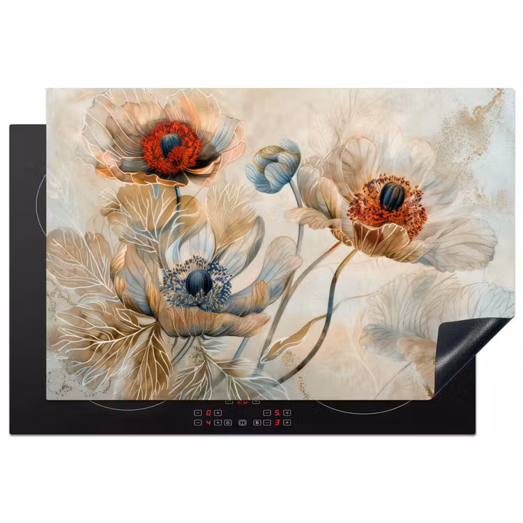 Inductie beschermer - Bloemen - Beige - Modern - Illustratie — 1
