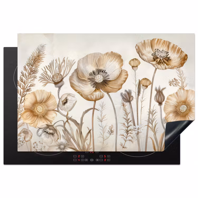Inductie beschermer - Bloemen - Beige - Natuur - Illustratie — 1