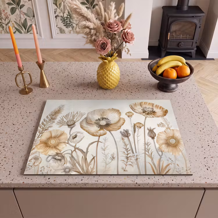 Inductie beschermer - Bloemen - Beige - Natuur - Illustratie — 2