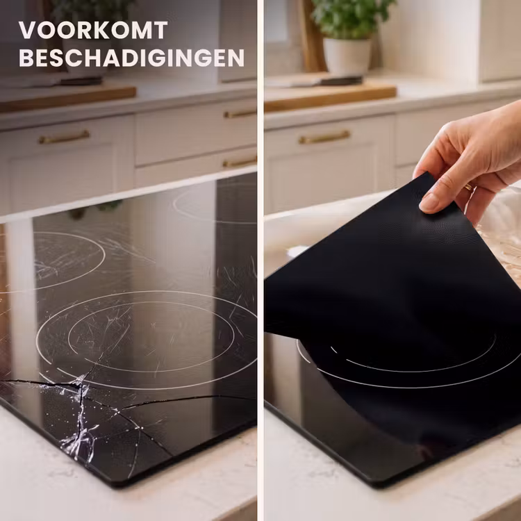 Inductie beschermer - Bloem - Wit - Glitter - Goud - Modern — 3