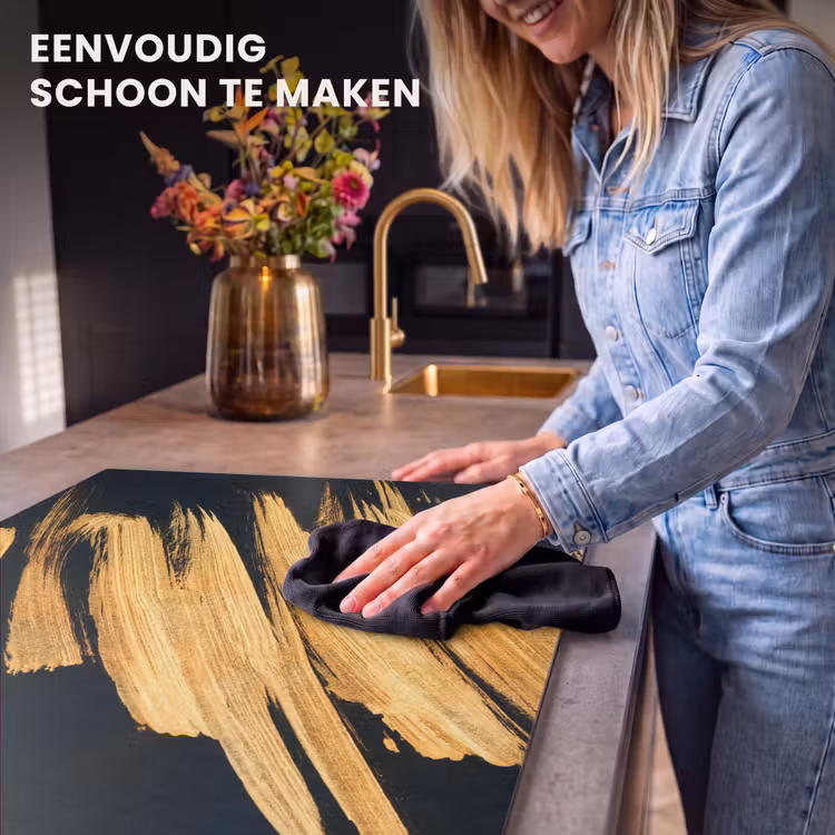 Inductie beschermer - Gouden Streken: Penseelslag en Elegantie — 6