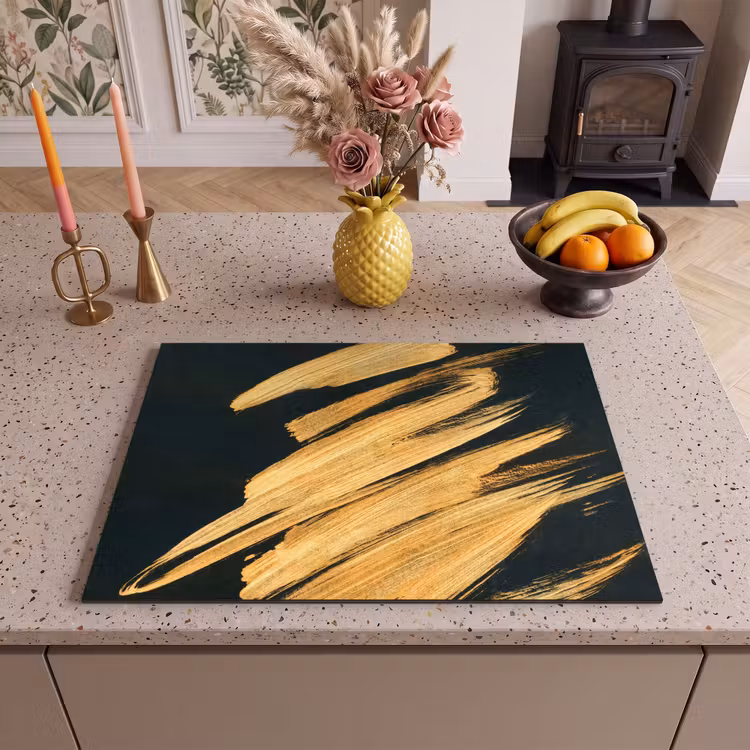 Inductie beschermer - Gouden Streken: Penseelslag en Elegantie — 2
