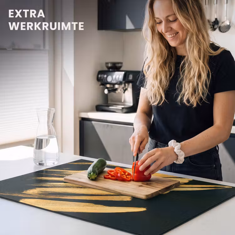 Inductie beschermer - Gouden Streken: Penseelslag en Elegantie — 4