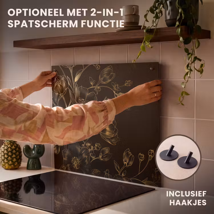 Inductie beschermer - Gouden Flora op Zwart Fluweel — 10