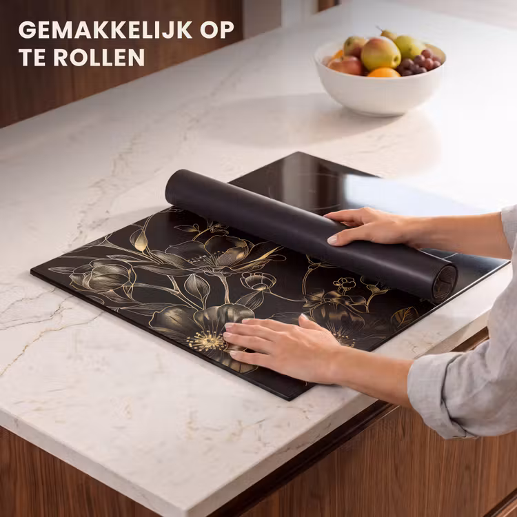 Inductie beschermer - Gouden Flora op Zwart Fluweel — 7