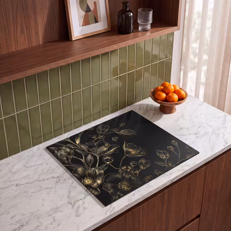 Inductie beschermer - Gouden Flora op Zwart Fluweel — 8