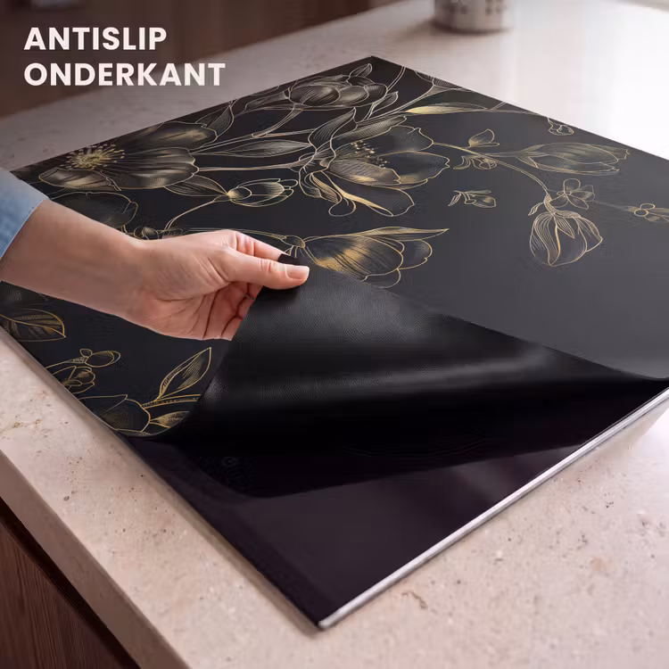 Inductie beschermer - Gouden Flora op Zwart Fluweel — 9