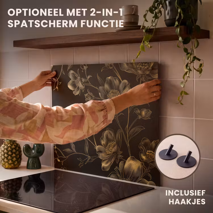 Inductie beschermer - Midnachtstuin in Monochrome Goud — 10