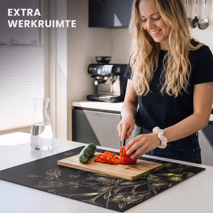 Inductie beschermer - Gouden Flora op Zwart Fluweel — 4
