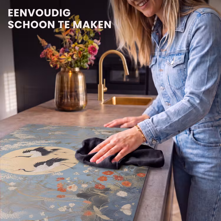 Inductie beschermer - Kraanvogels - Maan - Bloemen - Blauw — 6