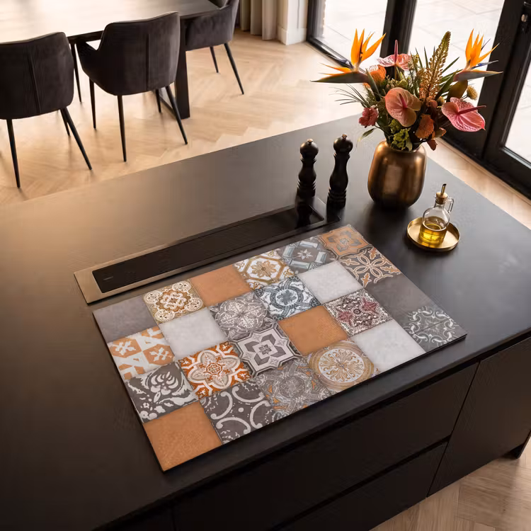 Inductie beschermer - Mozaïek - Patroon - Oranje - Blauw — 5
