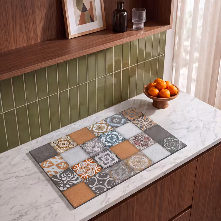 Inductie beschermer - Mozaïek - Patroon - Oranje - Blauw — 8