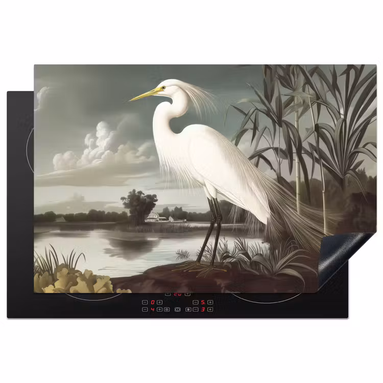 Inductie beschermer - Reiger - Planten - Wolken - Wit — 1