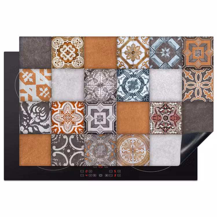 Inductie beschermer - Mozaïek - Patroon - Oranje - Blauw — 1