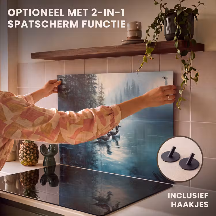 Inductie beschermer - Bos - Water - Eenden - Mistig — 10
