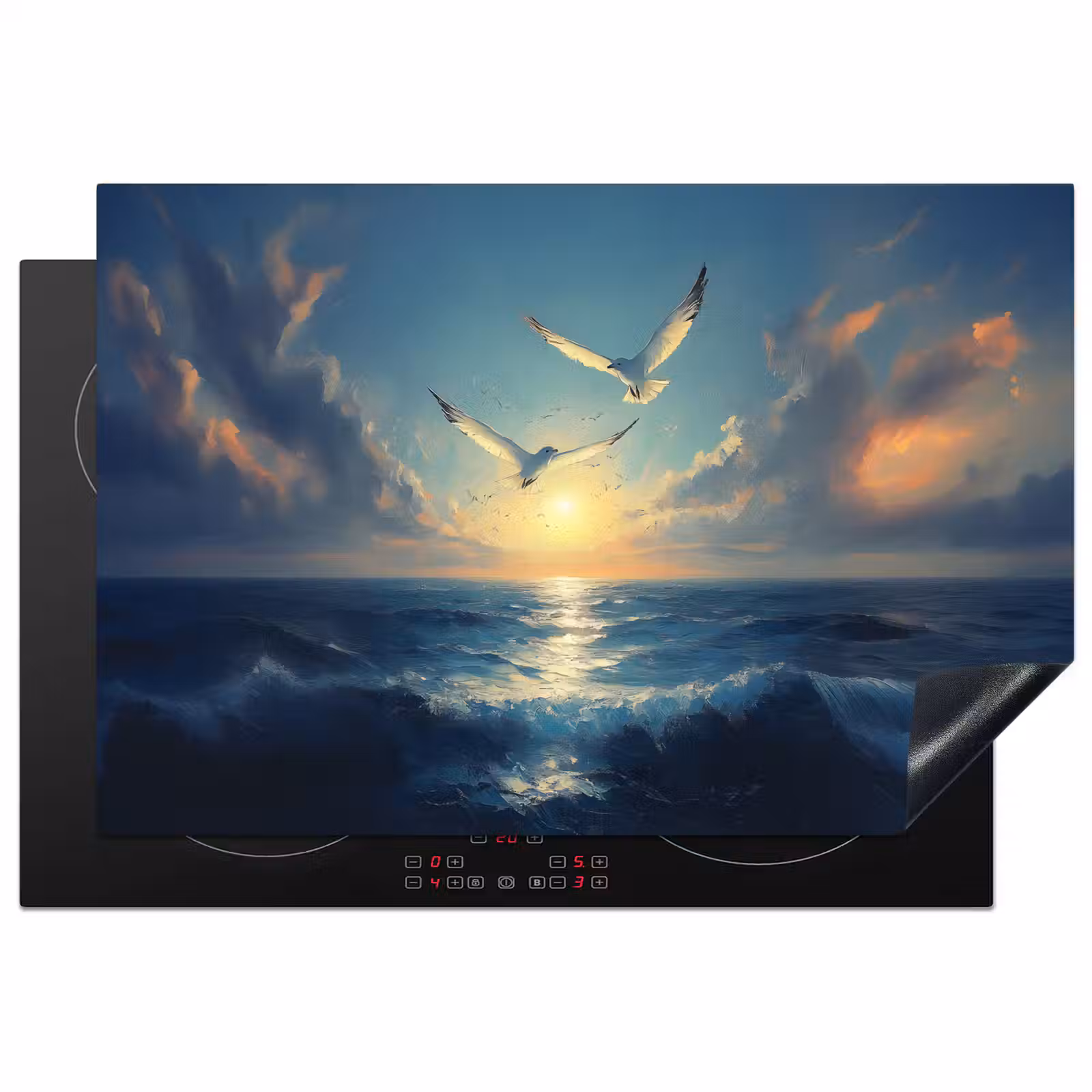 Inductie beschermer - Meeuwen - Zee - Wolken -Blauw — 1